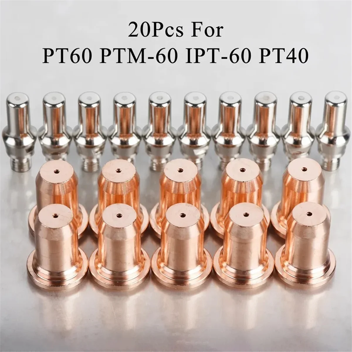 

A002 20PCS -60 PT-60 -40 PT40 Electrode 52582 Nozzle 51313P Fit Plasma Cutter Torch Consumables, Nozzle 1.1mm (60A)