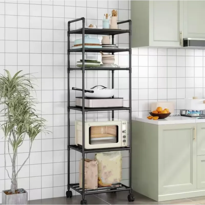 Kitchen storage cart for shelves - multi-level floor-standing household storage unit - bathroom shelf - microwave oven shelf