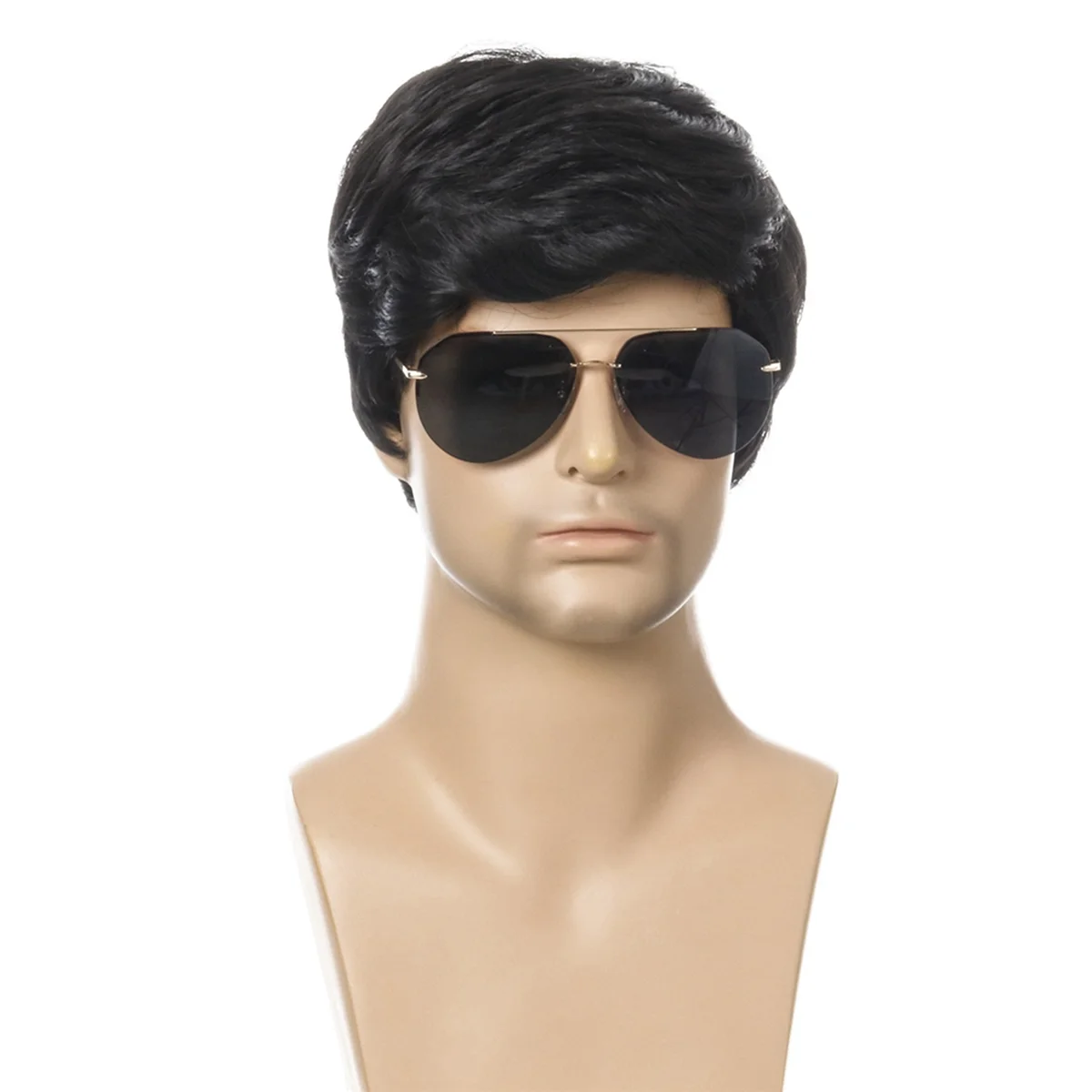 ABGN 5X شعر مستعار أنيق قصير أسود ذكر مستقيم شعر مستعار اصطناعي للرجال الشعر الصوف واقعية شعر مستعار أسود طبيعي الباروكات