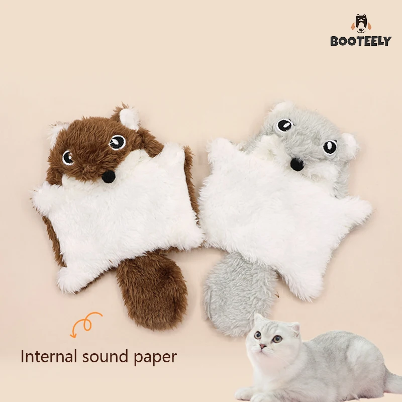 Juguetes interactivos para gatos, juguetes de peluche para patadas de gatos para todas las razas, ardilla voladora creativa, juguete con sonido de gatito para el hogar, habitación de mascotas y sala de estar