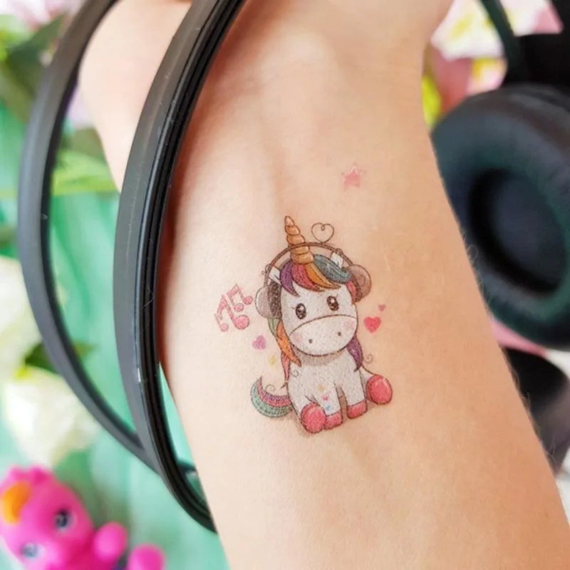 10 fogli carino unicorno tatuaggi temporanei adesivi decorazione unicorno tatuaggio impermeabile per bambini compleanno Baby Shower bomboniere regalo