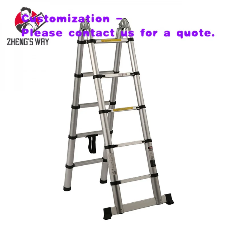 custom.Foldable Telescopic Ladders Step Ladder Standard Aluminum Factory Aluminum Warehouse Folding Carton Silver Modern Hot