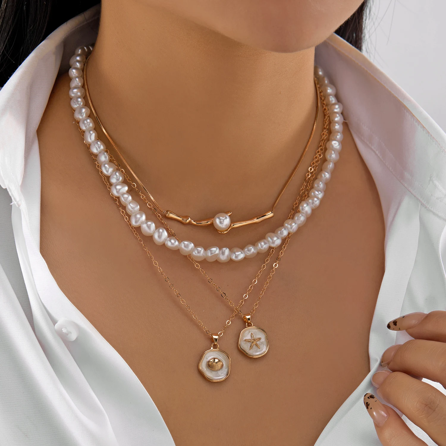 New Elegant Imitation Pearl Be - Pearl Choker Necklace Vintage recension och pris