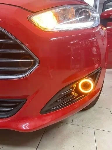 top quality COB angel eye E13 projector lens fog lamp 5 colors led daytime running light for for ford fiesta 2013-16, one pair