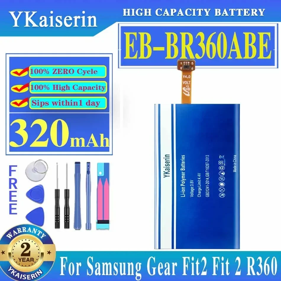 YKaiserin 320mAh EB-BR360ABE / EB-BR365ABE  Battery For Samsung Gear Fit2 Fit 2 R360 Fit2 Pro Fitness SM-R365 R365 Gear Watch