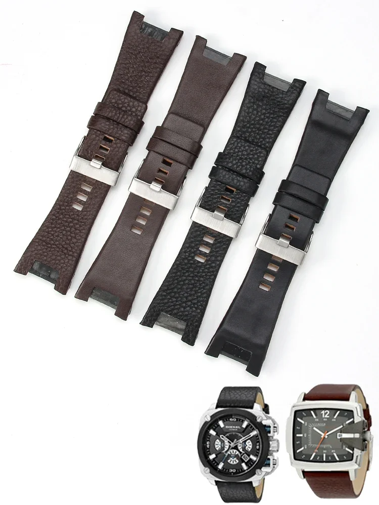 For Diesel Watch Band Men\'s Dz4246 Dz1273 Dz1216 Waterproof Comfortable Soft Genuine Leather Concave Interface Accessories