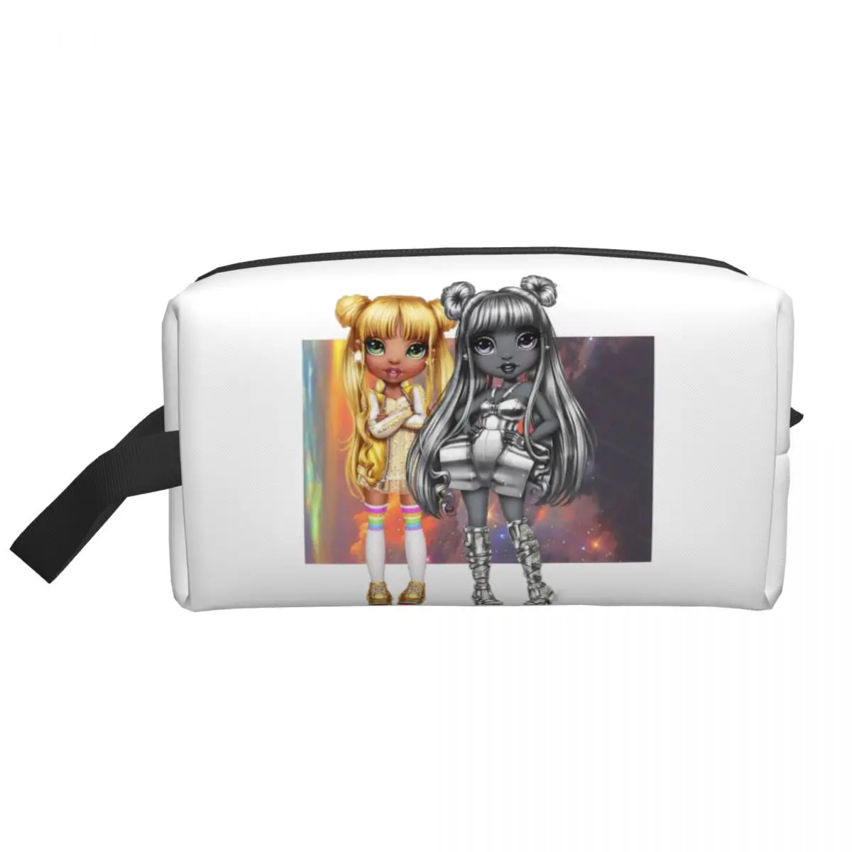 Bolsa de cosméticos Rainbow High Sisters para mujer, estuche de maquillaje de Anime de dibujos animados japoneses de gran capacidad Kawaii, bolsas de aseo de almacenamiento de belleza