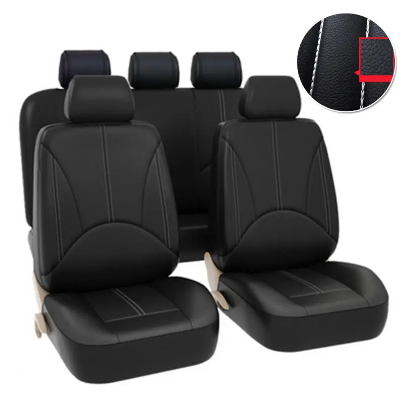 New Universal Car Seat Cover 9 Piece Set PU Leather Seat Protector Complete Set of Car Interior Accessories