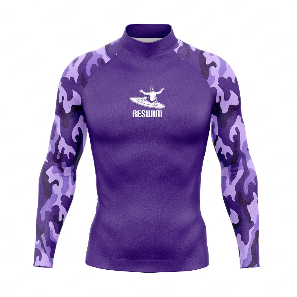 Camouflage Rash Guards Swimwear Men\'s Long Sleeve Surf Swim T-Shirts UV Protection Swimsuit Lycra Surf Diving Shirt GYM Clothes