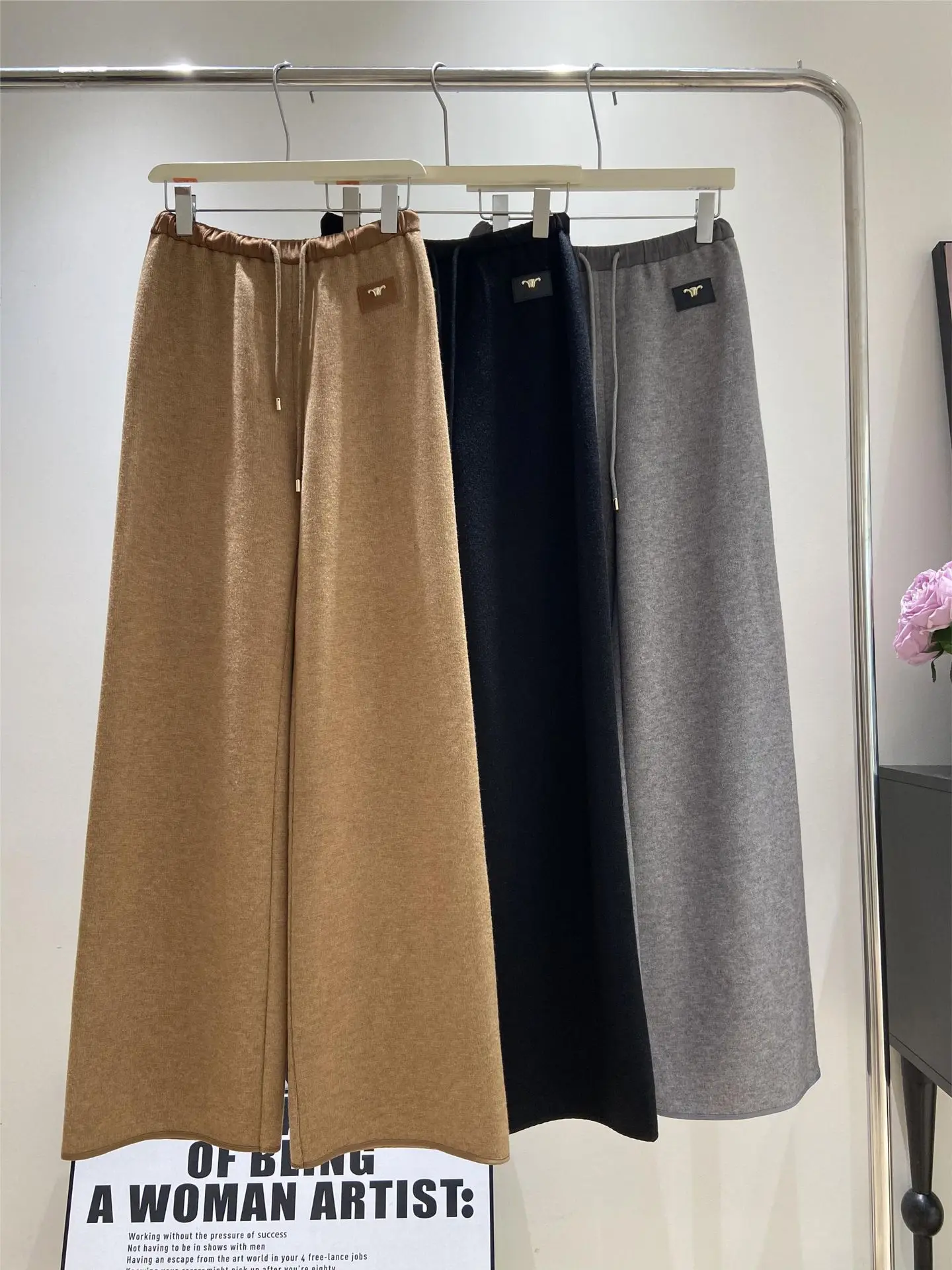 High waist loose casual pants new temperament slack waist sag sense thin wide leg pants women