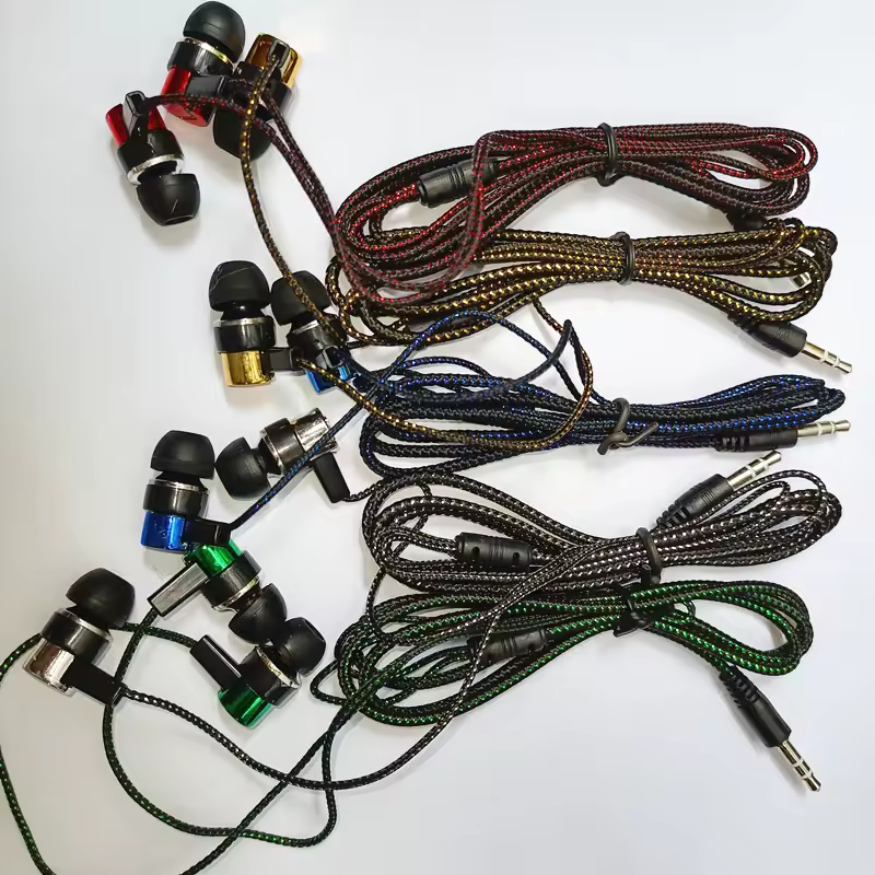 3.5mm without Microphone 10 PCS Braided Wired Earphones Subwoofer In-ear Headset for Phones MP3 MP4 Gift