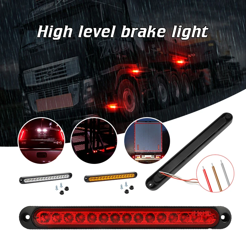 

15LED Car Tail Brake Stop Light Waterproof 12V 24V Side Marker Turn Safety Warning High Mount Stop Lamp Trailer Truck Universal