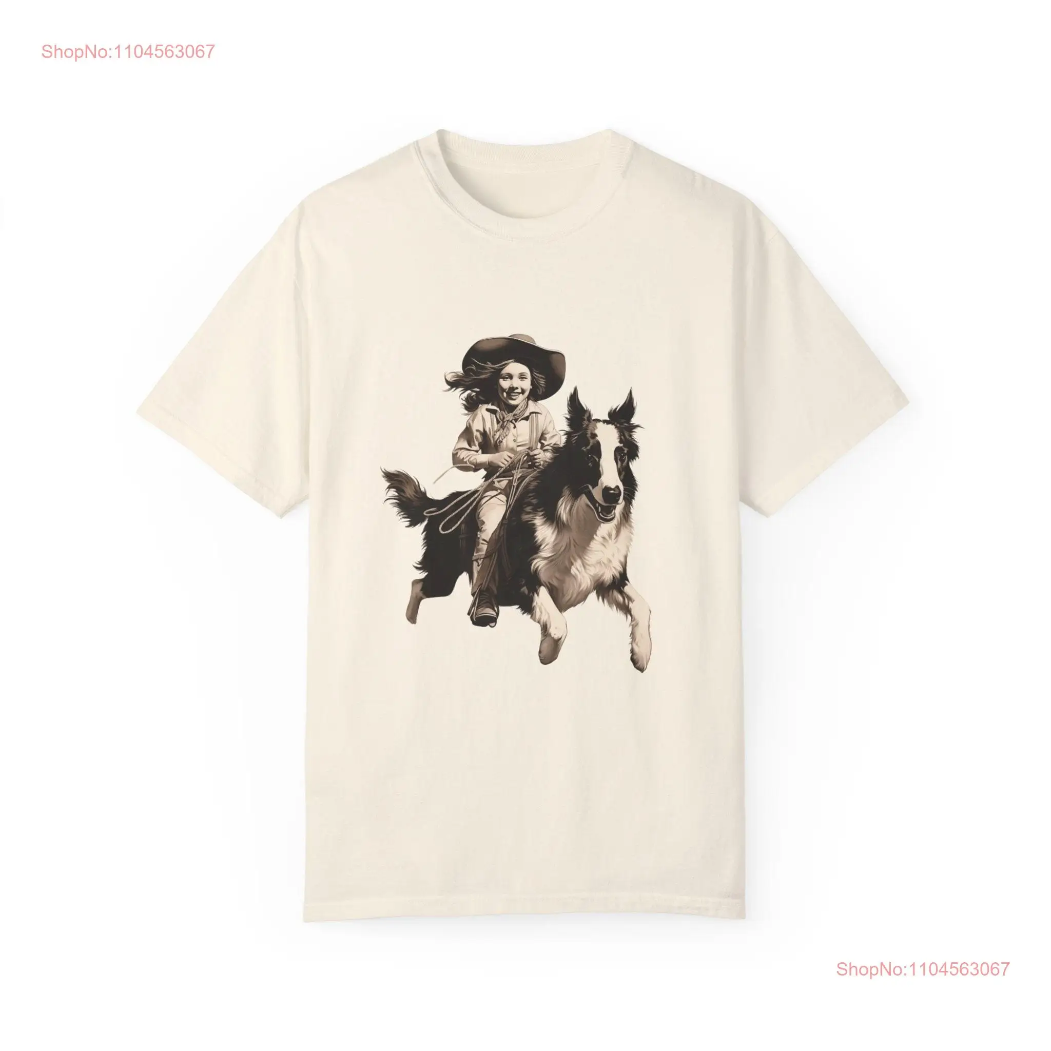 カウガール ボーダー コリー T シャツ アンティーク ヴィンテージ カントリー リビング ウエスタン 長袖または半袖