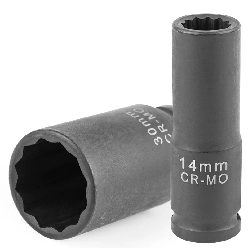 

Small Wind Cannon 12-angle Plum Blossom Sleeve, Pneumatic Lengthened Heavy-duty Sleeve 1/2 Dafei Wrench Sleeve Head Length 78mm