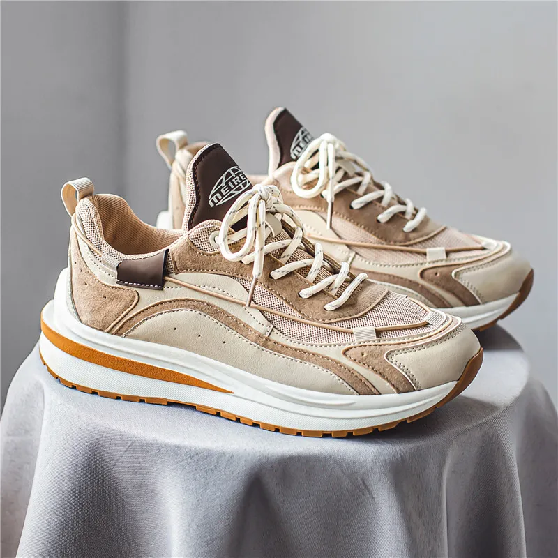 

Мужские универсальные кроссовки в стиле ретро, дышащая повседневная обувь с круглым носком, легкая уличная удобная обувь на толстой подошве, универсальный тренд