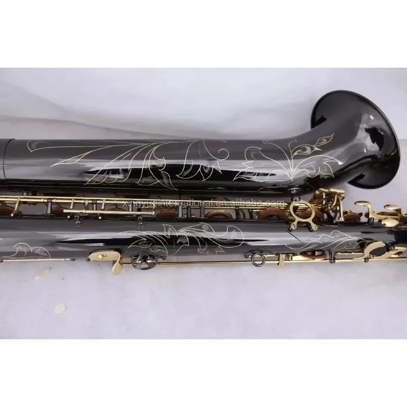 2025 ساكسفون باريتون احترافي مطلي بالنيكل الأسود لكامل الجسم مع ارتفاع F
