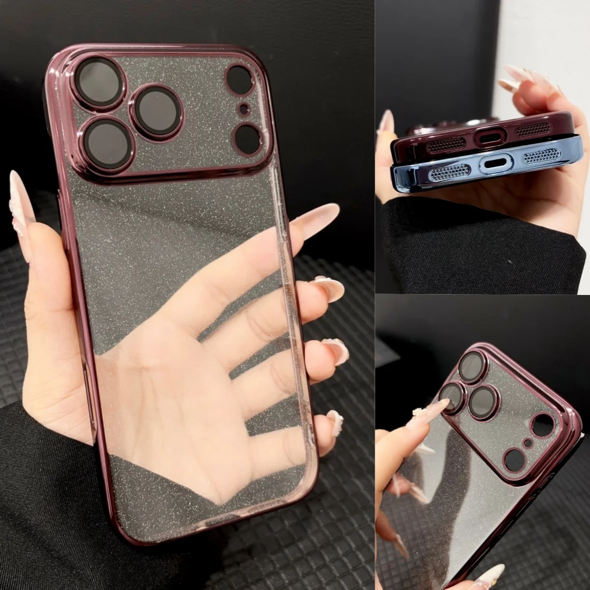 Official Burgundy Glacier Plating Frosted Translucent Thin Phone Case For iPhone 18 17 Pro Max Bumper Cover for 18 17 Pro Coque