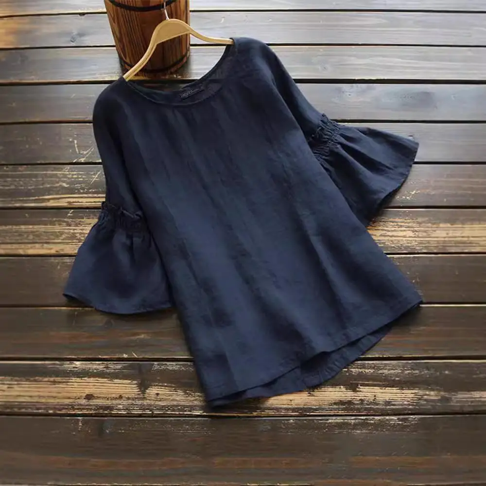 

Женский топ с рюшами Sve irt, смесь льна из амиачного волокна, летняя мода, повседневная одежда irt Fem Faion премиум-класса