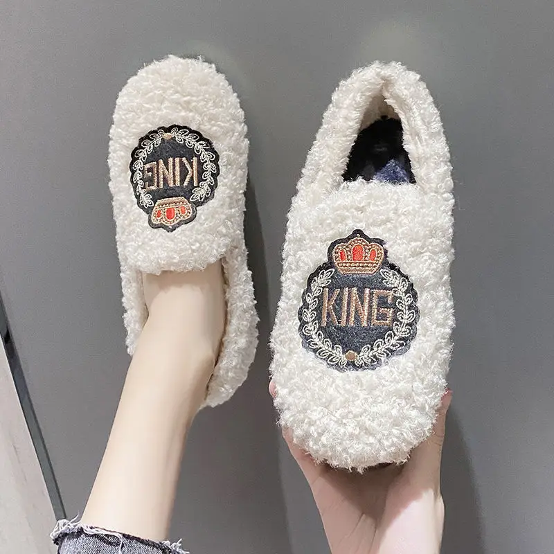 

2022 Winter Women Loafers Lambs wool shoes Hot Woman Flats Slip on Shoes Fur Plush Warm Ladies Shoes Black Brown Boat Shoe