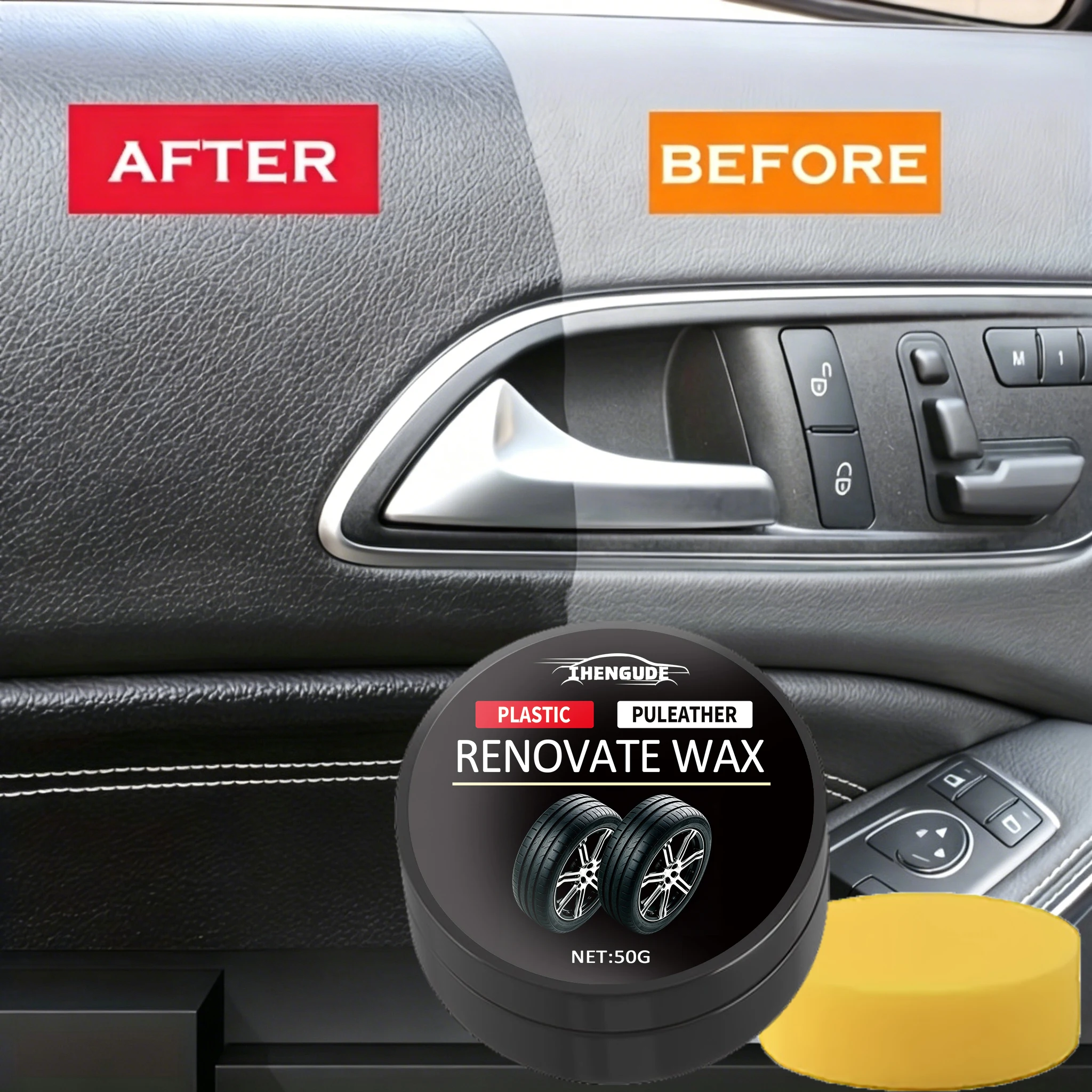 Universal Rubber Renewal Wax - Long-Lasting Black Coating Restoration, Leather Repair and Polishing, Waterproof Car Detailing Care view 2