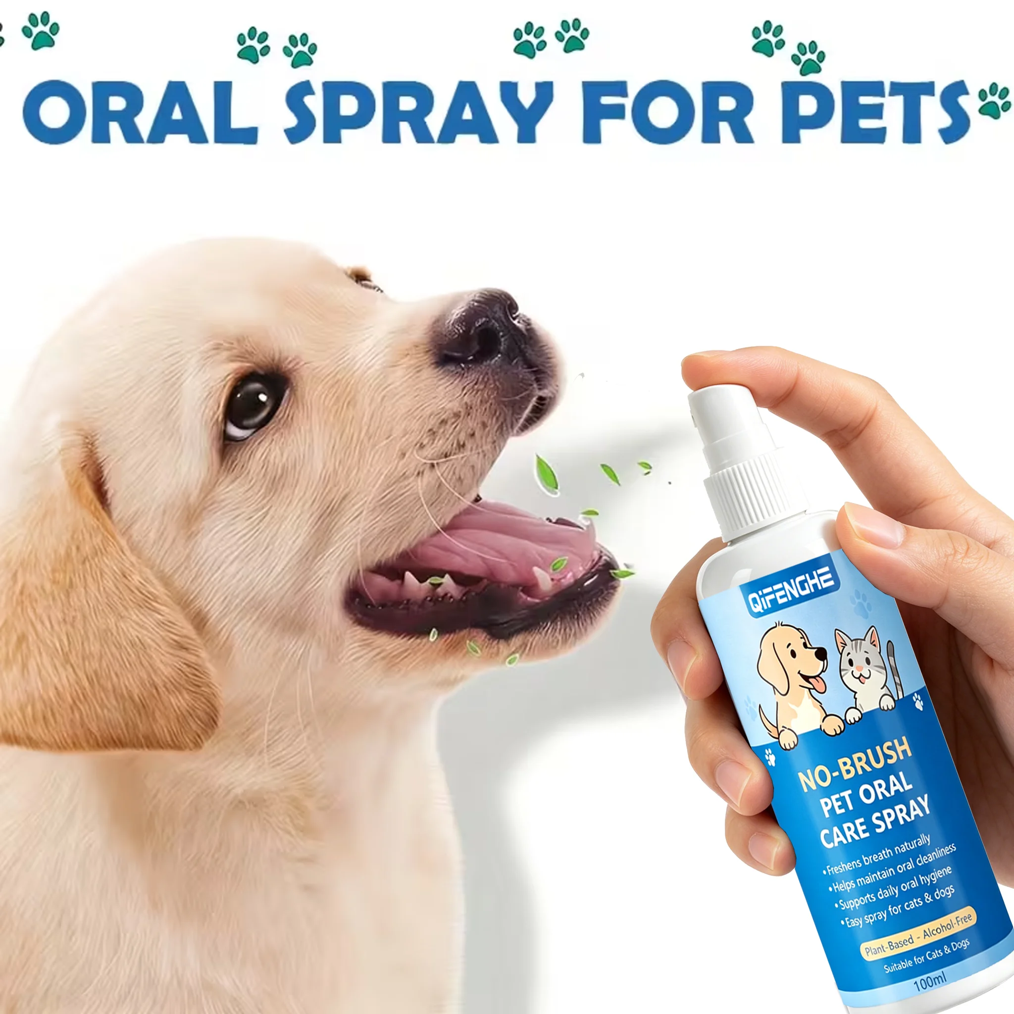 No-Brush Pet Oral Care Spray for Cats & Dogs - Natural Breat