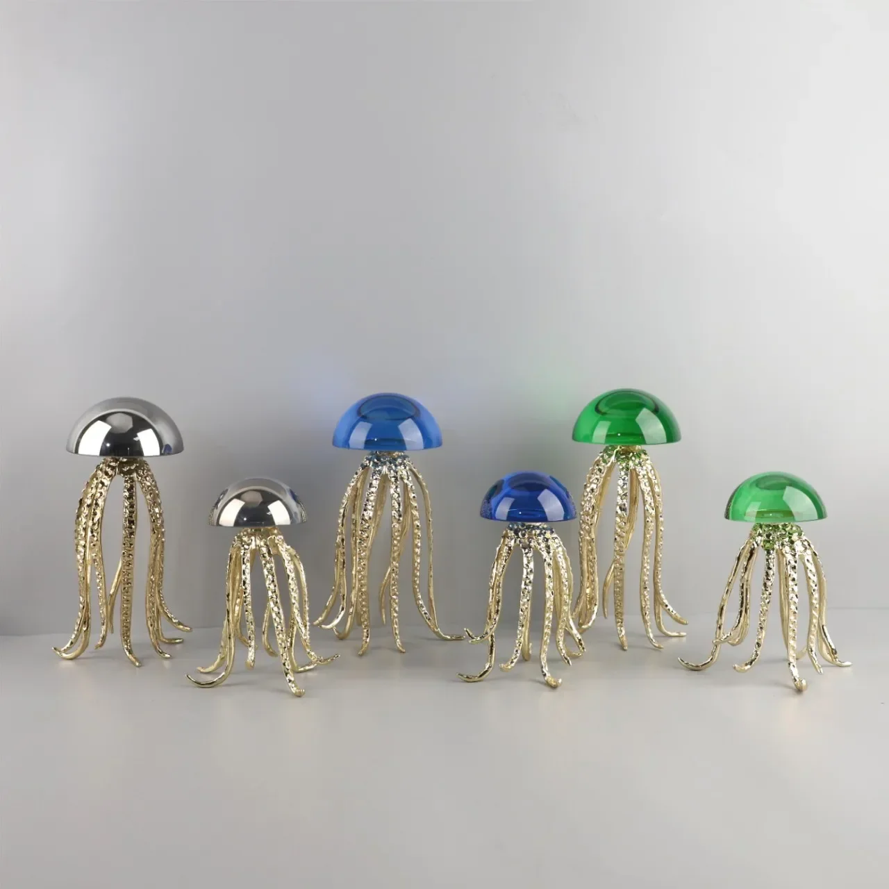 

Modern Minimalist Crystal Jellyfish Metal Marine Art Theme Ornaments Living Room Bedroom Hotel Soft-mounted Housing Accessories