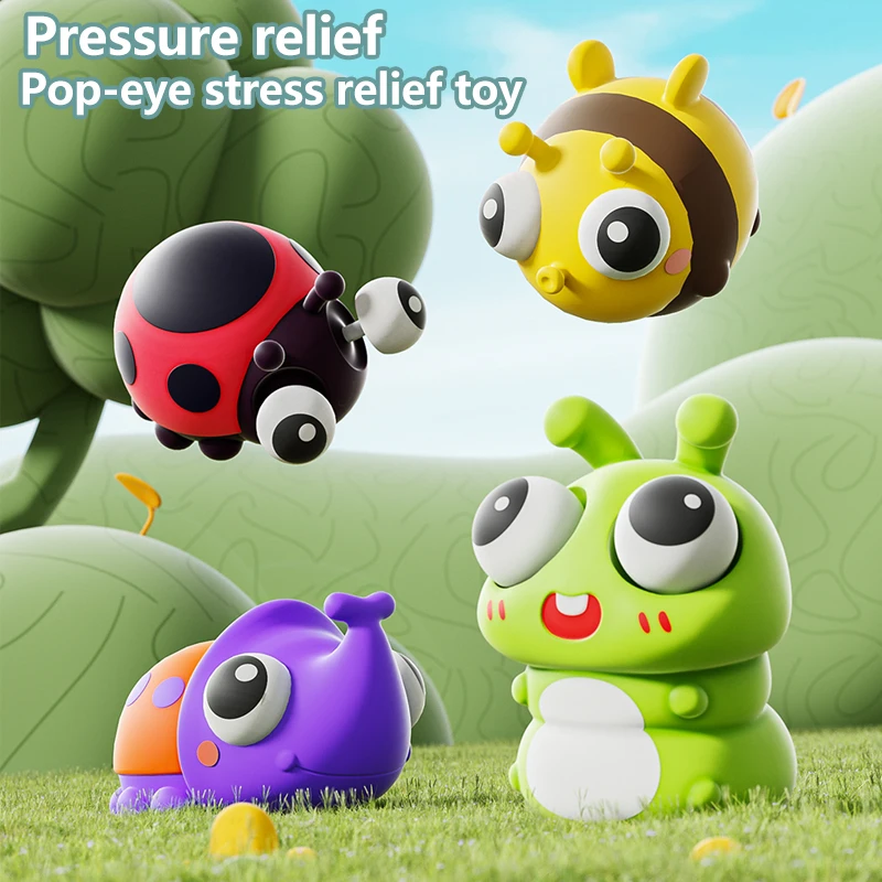 Brinquedos de apertar insetos de pequeno animal fofos Pressione esses insetos deliciosos e seus olhos pop-out perfeitos para relaxamento sensorial
