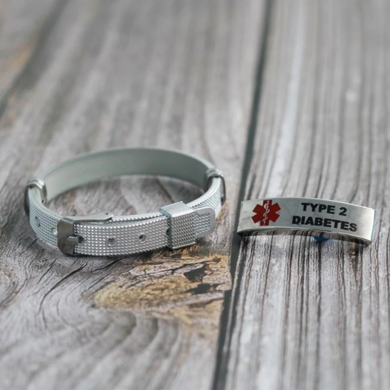 Stainless Steel Medical Alert IDs Cuff Bangle Emergency Medical Bracelets Adjustable Wristband for Men Women Durable