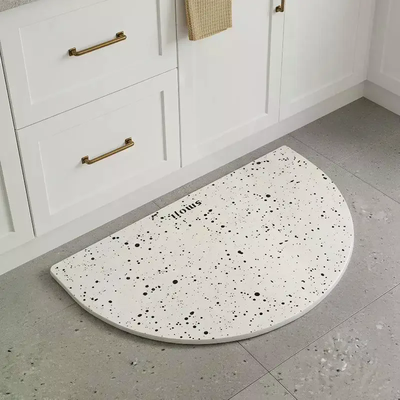 Oval Speckled Diatomite Bath Mat Non Slip Quick Drying  Soft Pad for Home Bathroom Shower Area