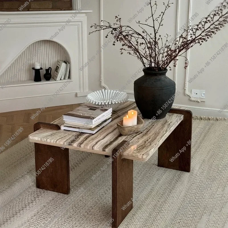 J Organic Shape Marble Coffee Table, Handcrafted Irregular Living Room Centerpiece With Natural Stone Texture - Modern Art Decor