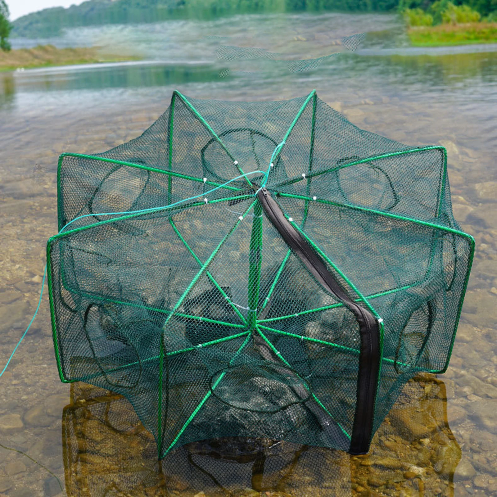 6 Holes Mesh for Fishing Net/Tackle/Cage Folding Crayfish Catcher Casting/Fish Network Crab/Crayfish/Shrimp/Smelt/Eels Traps