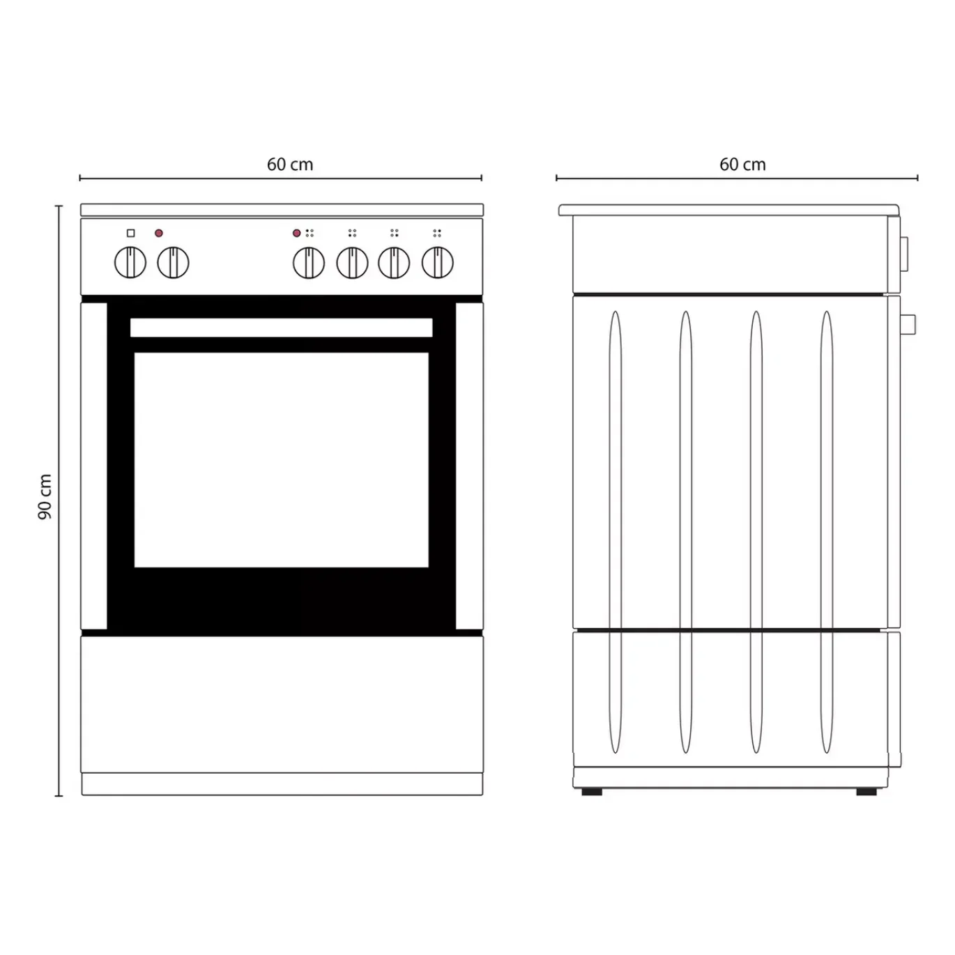 60cm 60cm Free Standing Gas Oven with 4 Gas Cooker Silver White Free Standing Gas Oven