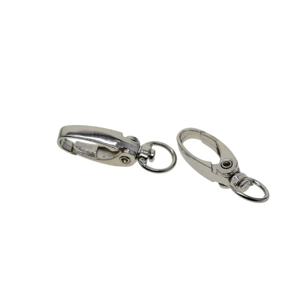 2X 10Pcs Metal Clasps Swivel Clips Snap Hooks with 10mm Internal Width Silvery