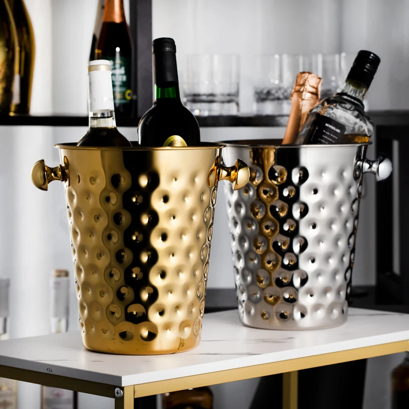 European Hammer Champagne Bucket Stainless Steel Restaurant Red Wine Ice Bar Club  Foreign  Chilled Soft Decoration Design