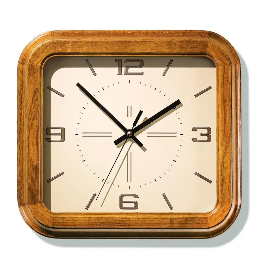 

Rectangular Wooden Wall Clock u2013 12.8 W x 11.6 H 16 Diagonal Vintage Elm Wood Frame, Metal Dial u2013 Battery Operated Decor