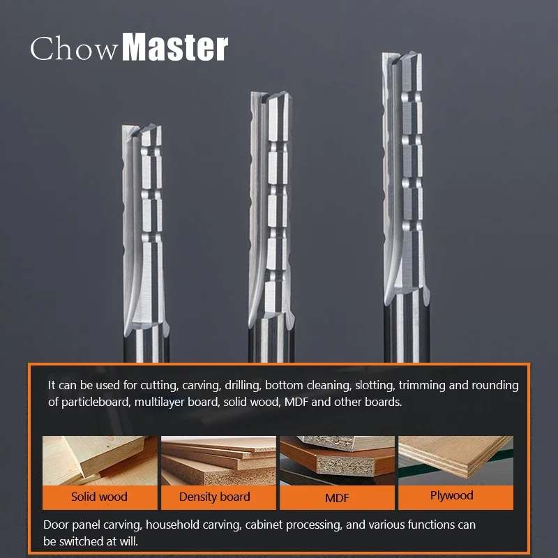 Flautas de Corte em Linha Reta Roteador Bit Carpintaria Escultura Cnc Aparamento Slot Bits Fresa para a Parte Inferior de Madeira Limpeza End Mill 3