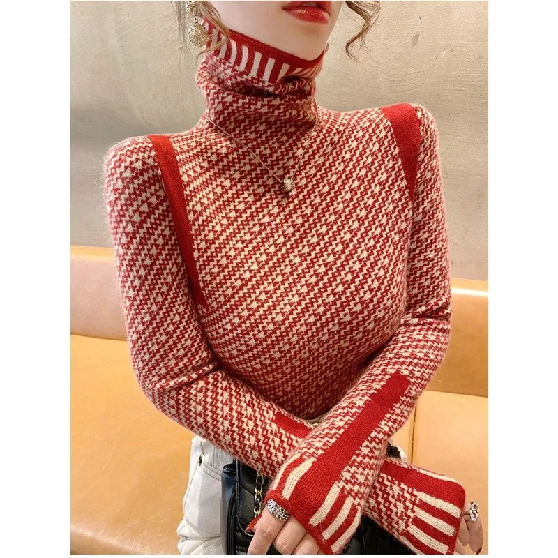 

2023 New High Neck Sweater Women Underlay Fashion Top Autumn Winter High Grade Laydown Top