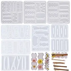 Moldes de silicona para horquillas, pinzas geométricas de Metal para el cabello, molde de resina epoxi para Barrettes DIY, artesanías de resina, accesorios para hacer joyas