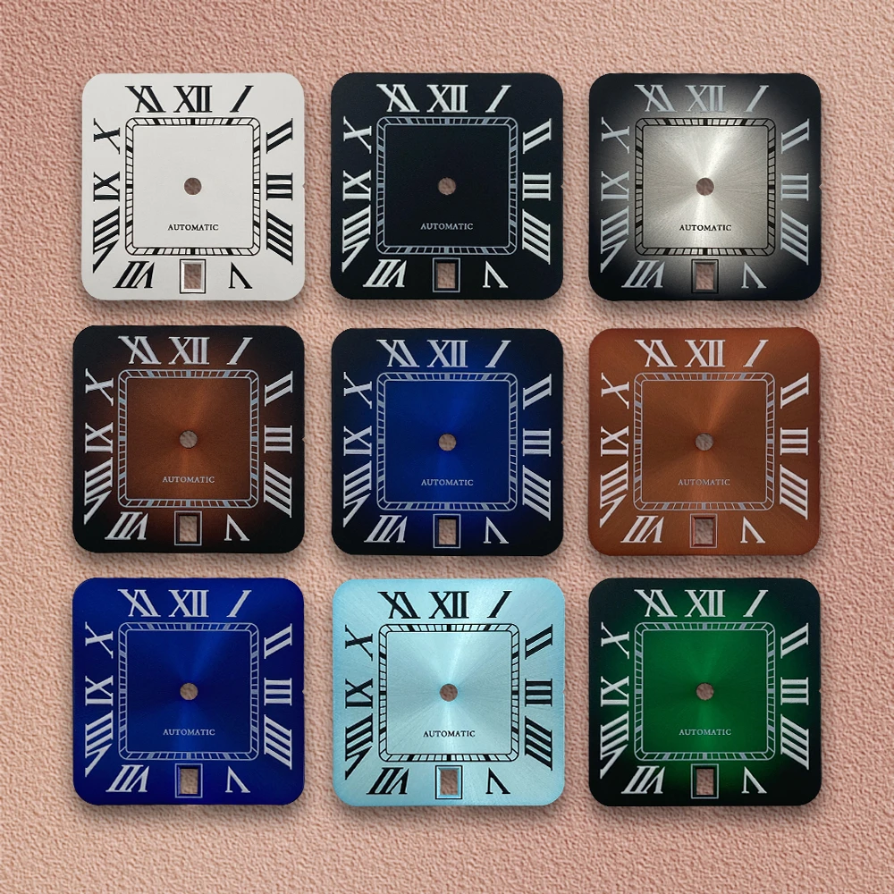 

27mm S Logo Square Rome Dial Fit NH35/NH36/4R/7S Automatic Movement Fit 6 O'clock Watch Modification Accessories 3/3.8/4O'clock