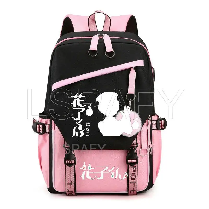 Anime Toilet-Bound Hanako-Kun USB Girl Backpack School Book Bags Women Men Travel Bags Laptop Headphone Port Mochila