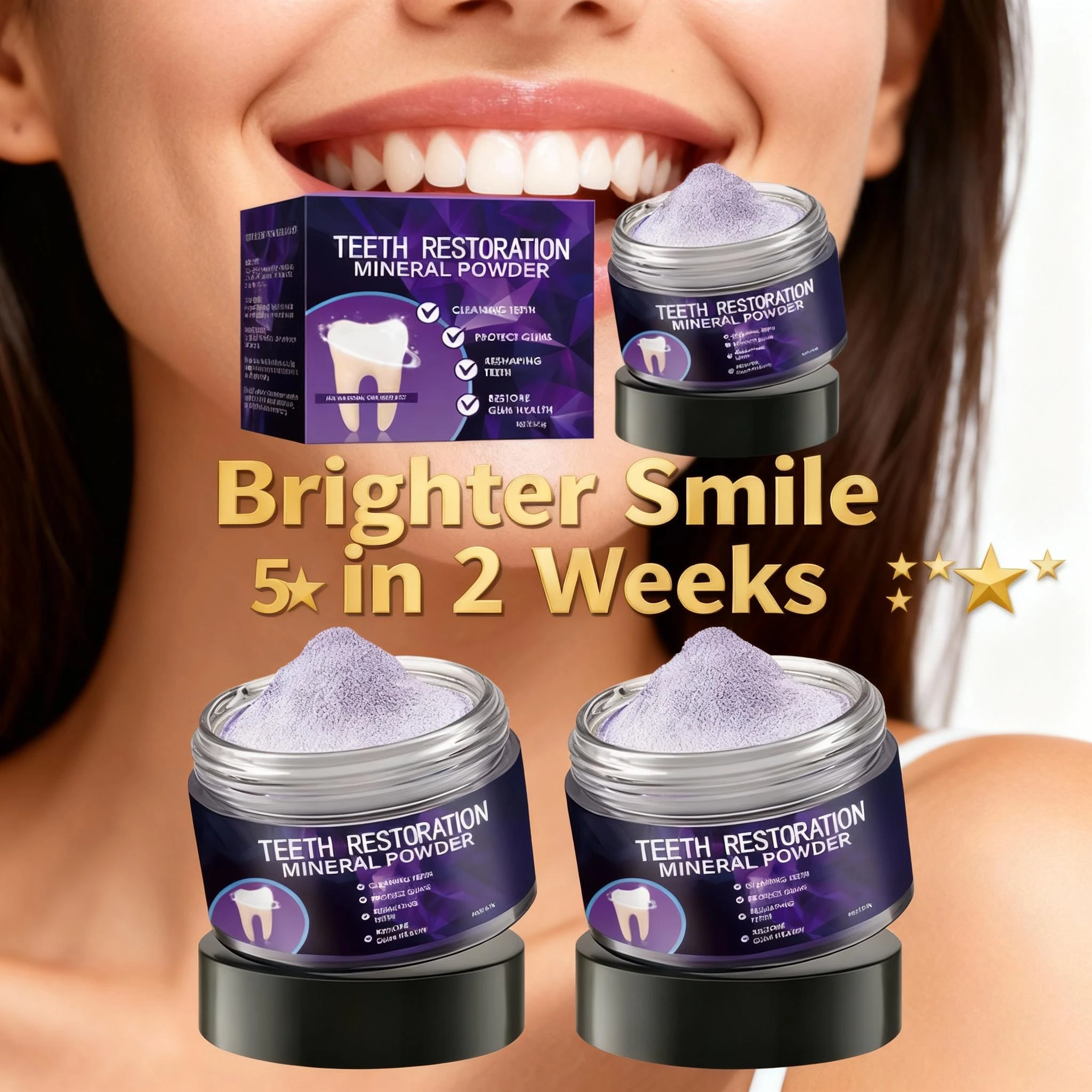 3PCS Teeth Whitening Powder Remove Stain Repair Enamel Mint Tooth Powder For Sensitive Teeth & Gum Care Hydroxyapatite  Powder