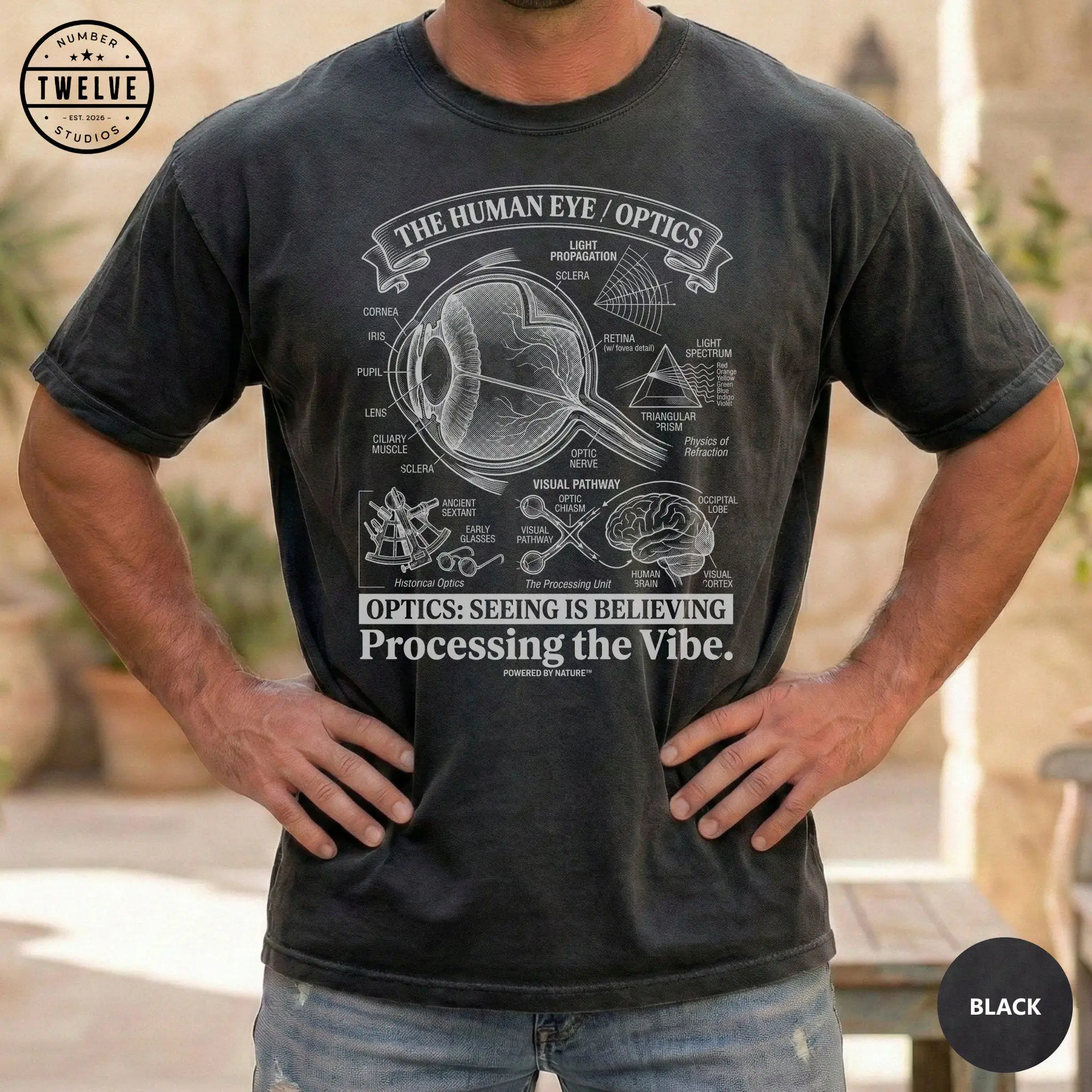 Human Eye Optics Vintage Science T-Shirt, Retro Biology Diagram Graphic Tee, 90s Academic Optical Diagram Shirt, STEM Tee
