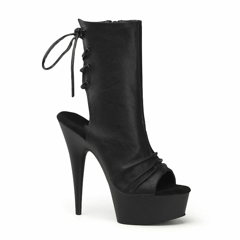 6Inch Large Size Nightclub Stripper 15cm High Heel Ankle Boots Sexy Fetish Peep Toe Gothic Pole Dance Exotic Women Crossdress