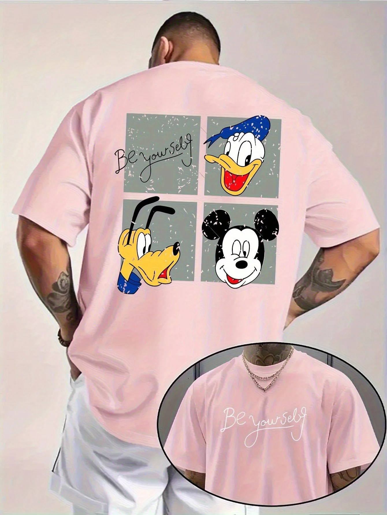 

Disney Mickey Mouse T-Shirt Cotton Men's Women Casual Trendy Oversized Streetwear Loose Short Sleeve Unisex Event Outfit