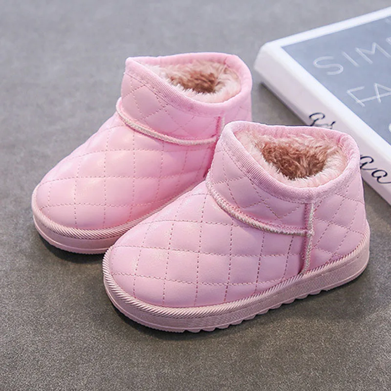 Winter Waterproof Leather Kids Boots Boys Snow Boots Toddler Baby Girls Plush Warm Winter Shoes Slip On Children Boots CSH994
