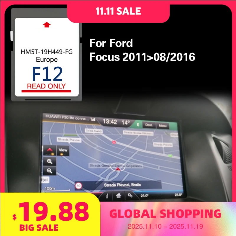 

for Ford Focus 2011-08/2016 Map Navgation GPS Norway Russia San Marino Coverage Road Memory Card