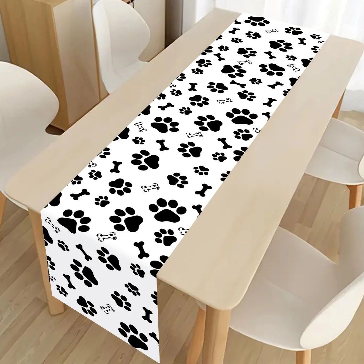 10/20/50pcs Black White Dog Paw Candy Bags Puppy Polyester Table Runner For Puppy Themed Birthday Party Decorations