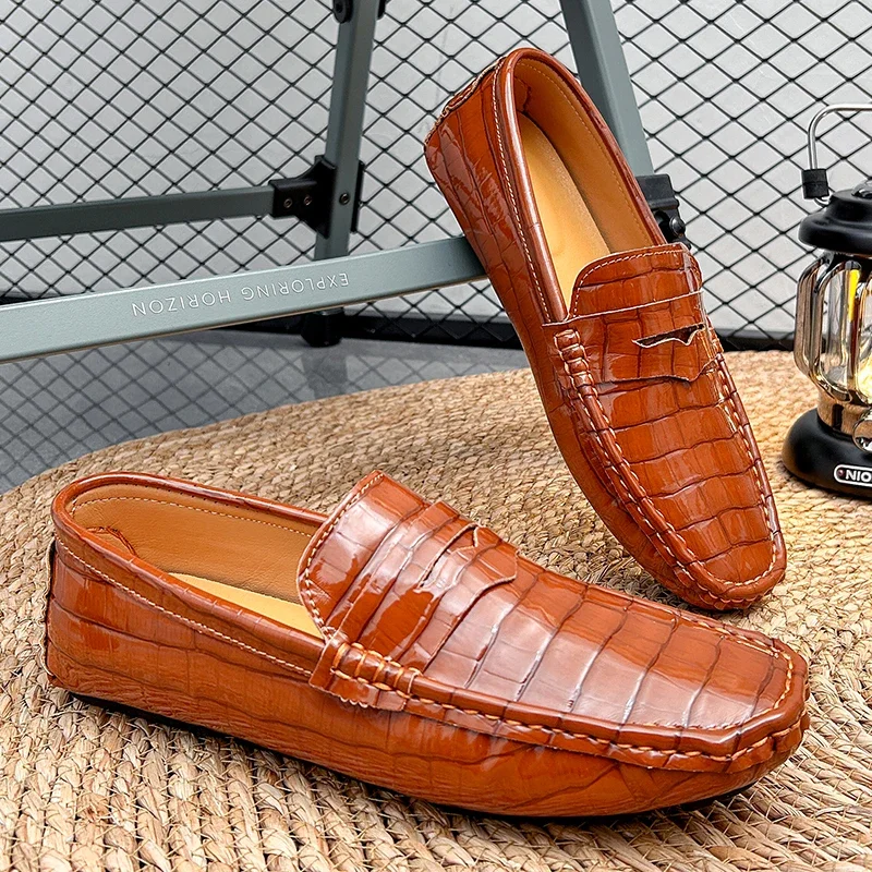 Mocassins Confortables en Cuir PU pour Homme, Chaussures Classiques de Conduite, Décontractées, de Haute Qualité, Nouvelle Mode