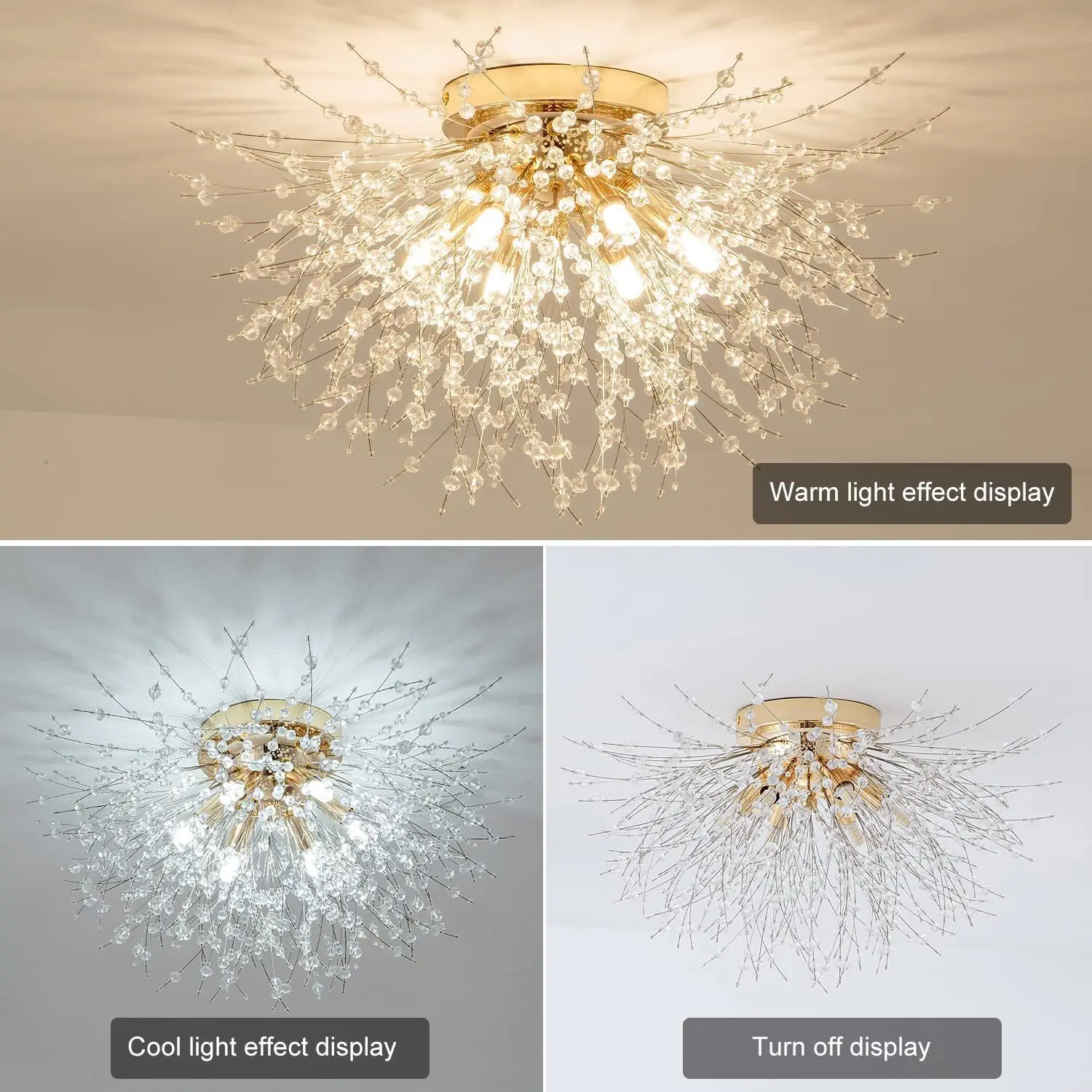 Imagem -04 - Cristal Dandelion Led Lustre Nordic Spark Ball Floco de Neve Sala de Estar Quarto Corredor Luzes de Teto