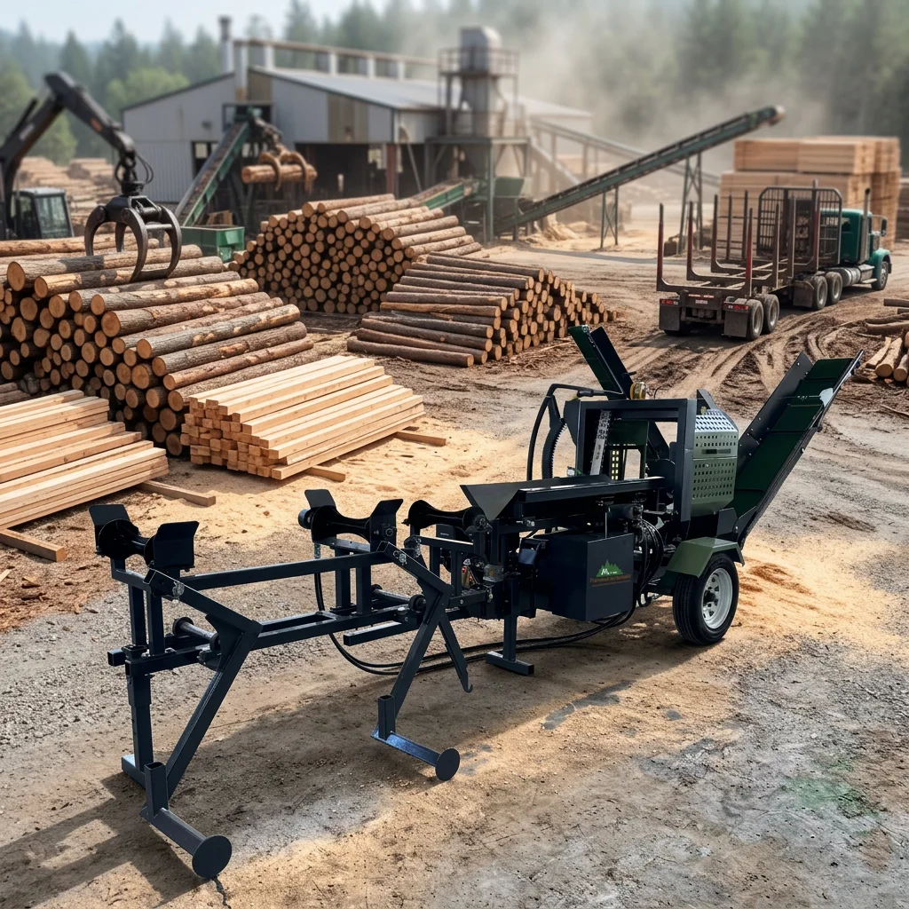 Mobile Wood Chipper And Log Splitter Combo 19Ton Kinetic Wood Splitter For On Site Wood Processing Jobs